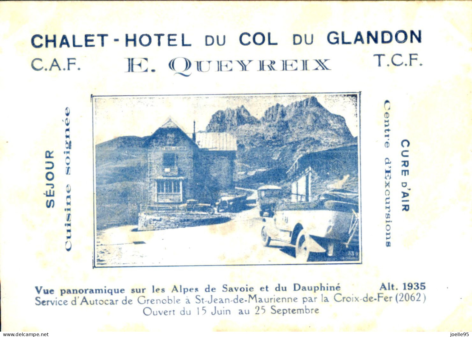 France - Alpes De Savoie Et Du Dauphiné - Hotel Du Col Du Glandon- 1920 - Autres & Non Classés