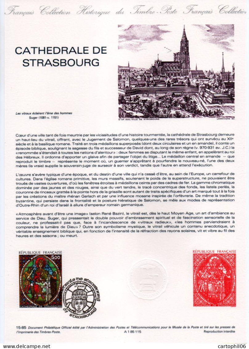 - Document Premier Jour LA CATHÉDRALE DE STRASBOURG 13.4.1985 - Les Vitraux - - Iglesias Y Catedrales