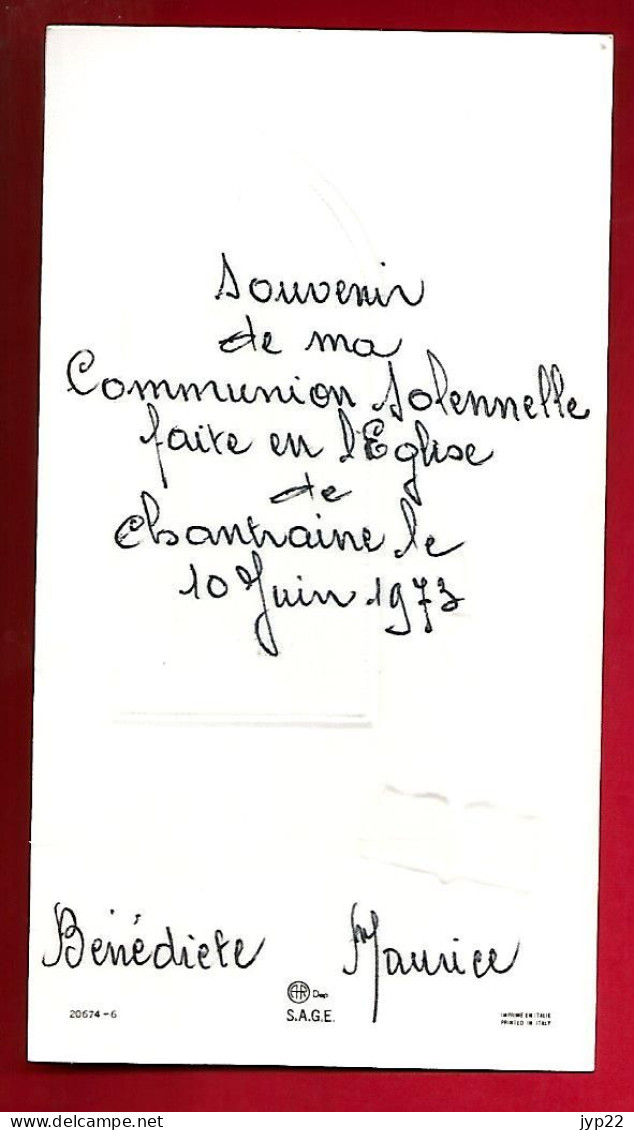Image Pieuse Ed A.R. Sage 20674-6Je T'aime D'un Amour éternel - Communion Bénédicte Maurice Chantraine 10-06-1973 - Santini