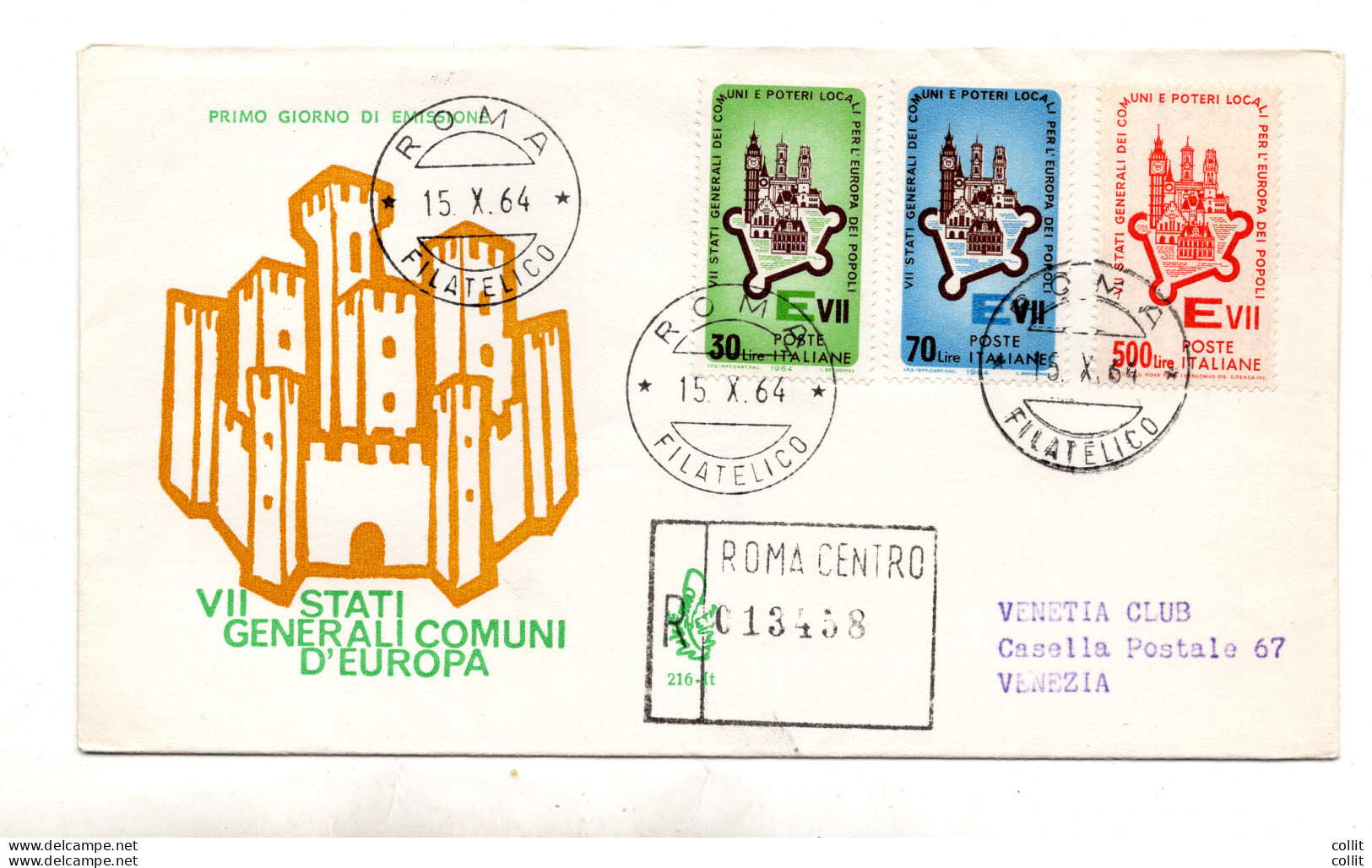 Italia FDC Venetia 1964 Stati Generali Viaggiata Racc. Per L'Italia - FDC