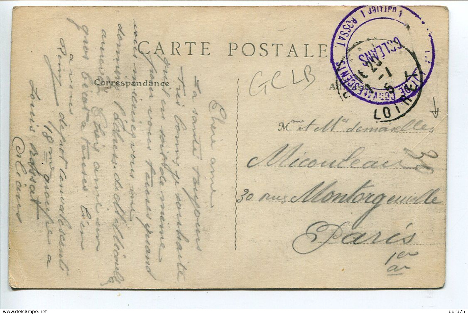 Militaria * CACHET Militaire Dépôt Convalescents ( 18e Groupe ) à Louis Rossat à ORLÉANS Sur Carte Place Albert 1er - Guerre De 1914-18