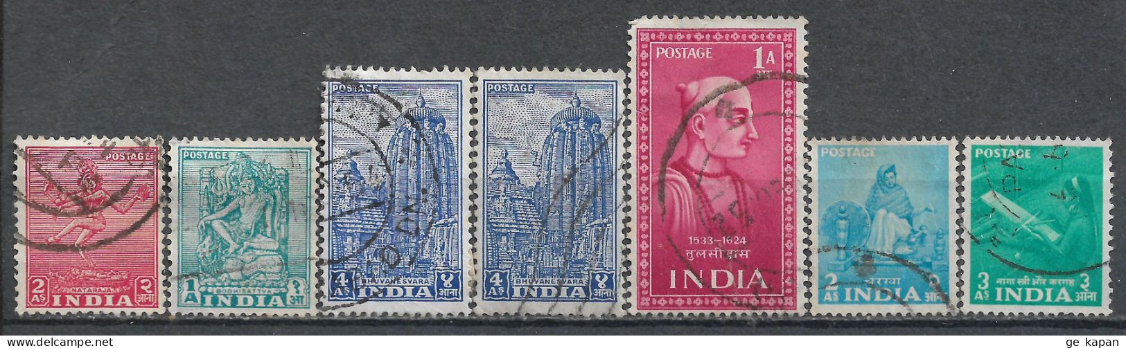 1949-1955 INDIA Set Of 7 Used Stamps (Michel # 195,215,217,222,242,243) - Gebruikt