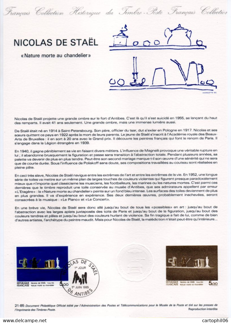 - Document Premier Jour NICOLAS DE STAËL : Nature Morte Au Chandelier - ANTIBES 1.6.1985 - - Other & Unclassified