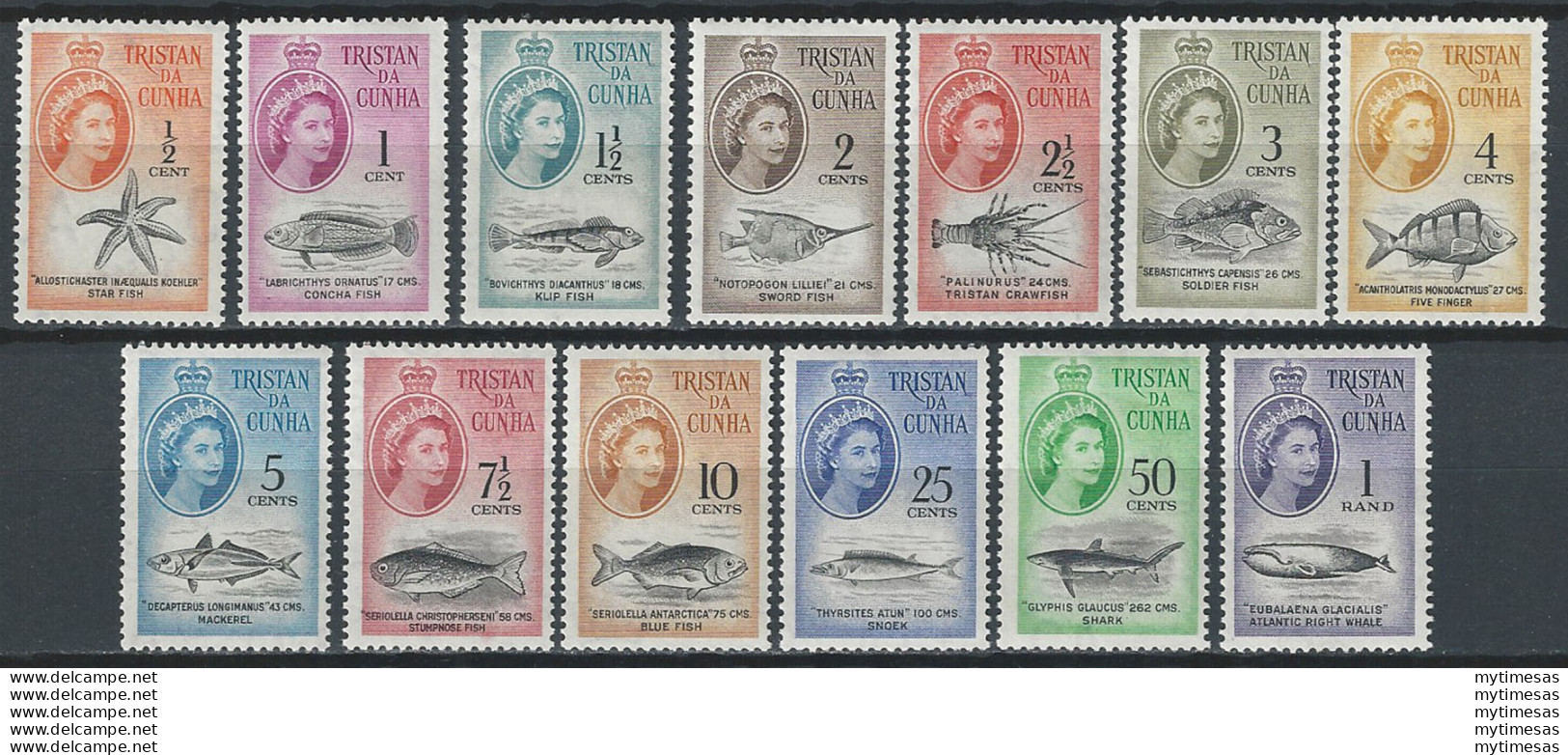 1961 Tristan Da Cunha Elisabetta II 13v. MNH SG. N. 42/54 - Autres & Non Classés