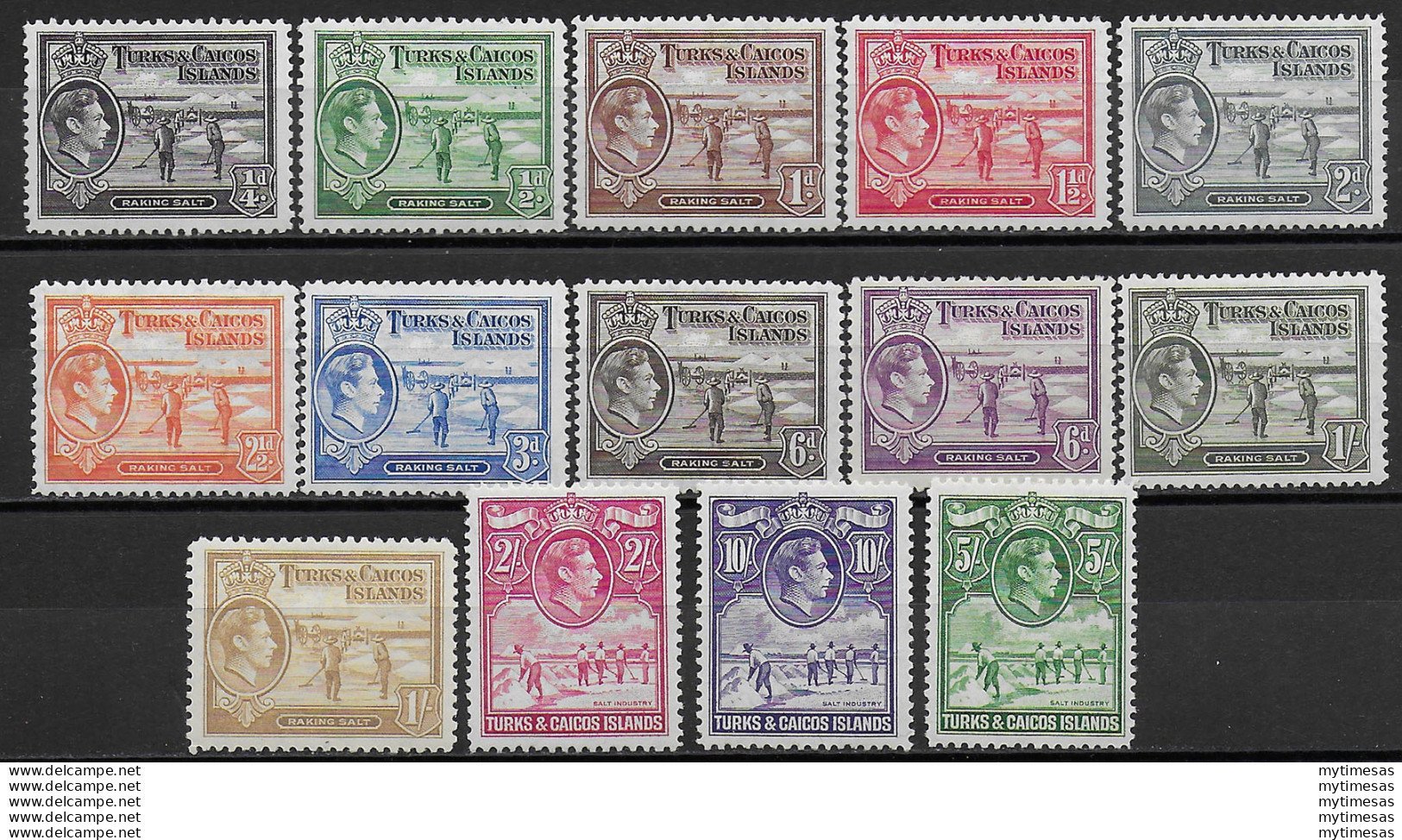 1938-45 Turks & Caicos Giorgio VI 14v. MNH SG N. 194/205 - Otros & Sin Clasificación