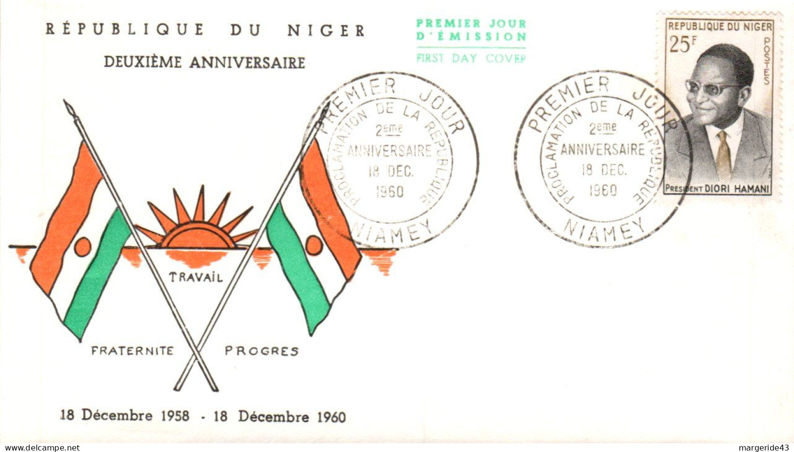 NIGER FDC 1960 2 ANS INDEPENDANCE - Niger (1960-...)