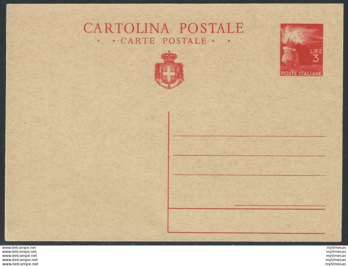 1945 Luogotenenza Lire 3 Cartolina Postale Fil. N. C128 - Autres & Non Classés