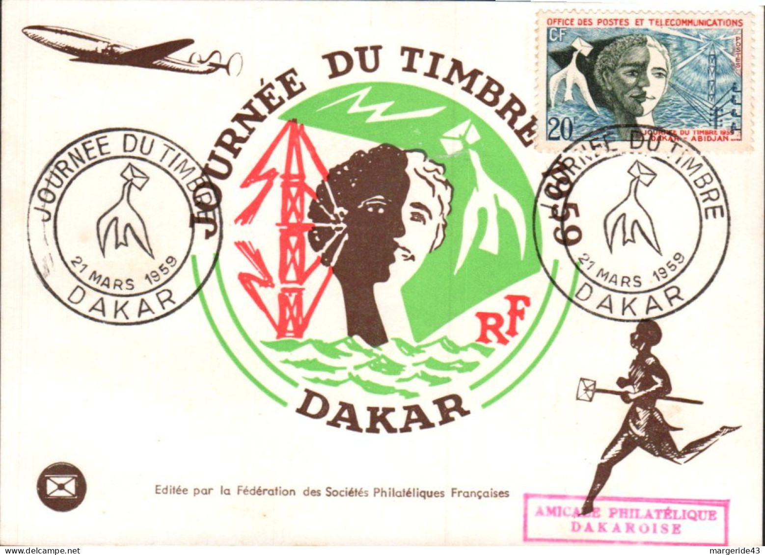 SENEGAL 1959 JOURNEE DU TIMBRE - Sénégal (1960-...)