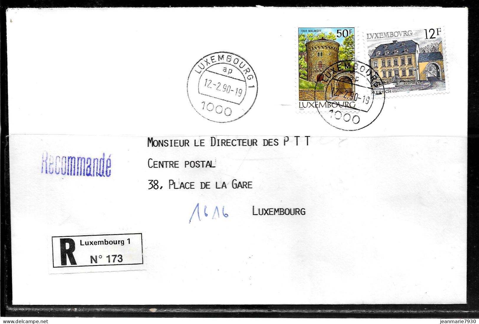 H387 - LETTRE RECOMMANDEE DE LUXEMBOURG DU 12/09/90 - Brieven En Documenten