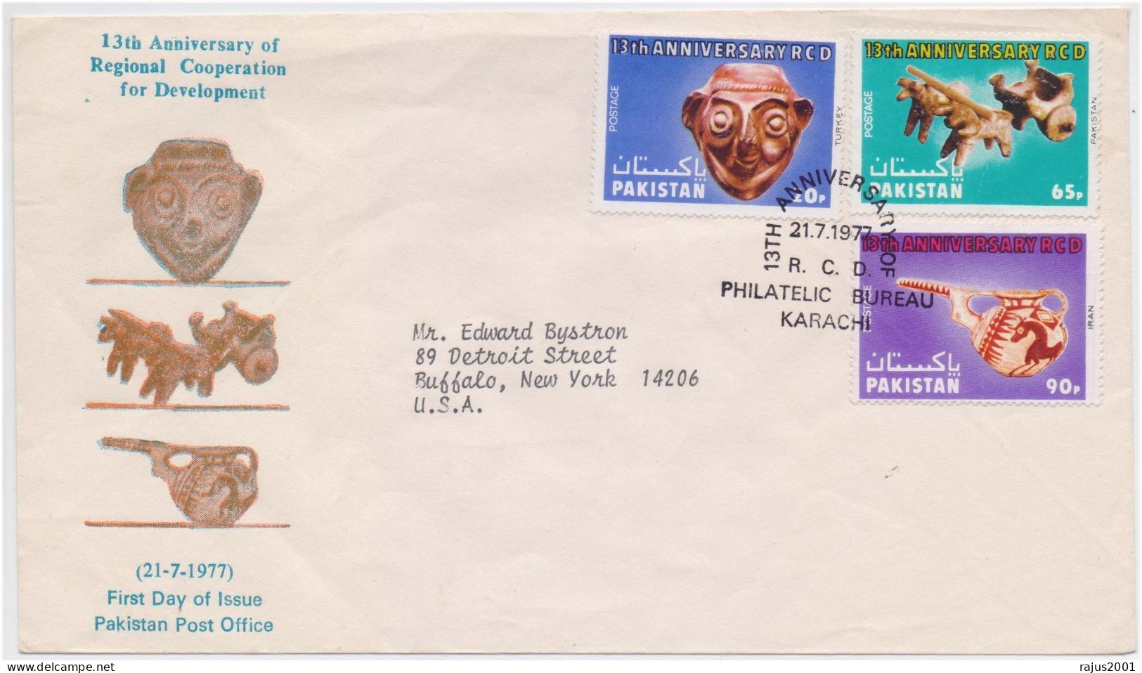 13th Anniversary Of Regional Cooperation For Development, Ancient Sculptor, Pakistan FDC - Pakistán