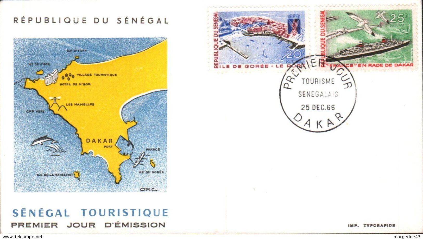 SENEGAL FDC 1966 TOURISME SENEGALAIS - Sénégal (1960-...)