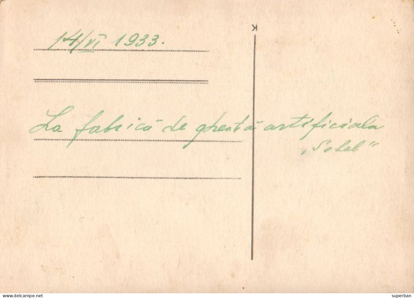 CHISINAU : LA FABRICA De GHEATA ARTIFICIALA SEBEL - CARTE VRAIE PHOTO / REAL PHOTO [ 8,5 X 11,5 Cm ] - 14 VI 1933 (an655 - Moldavia