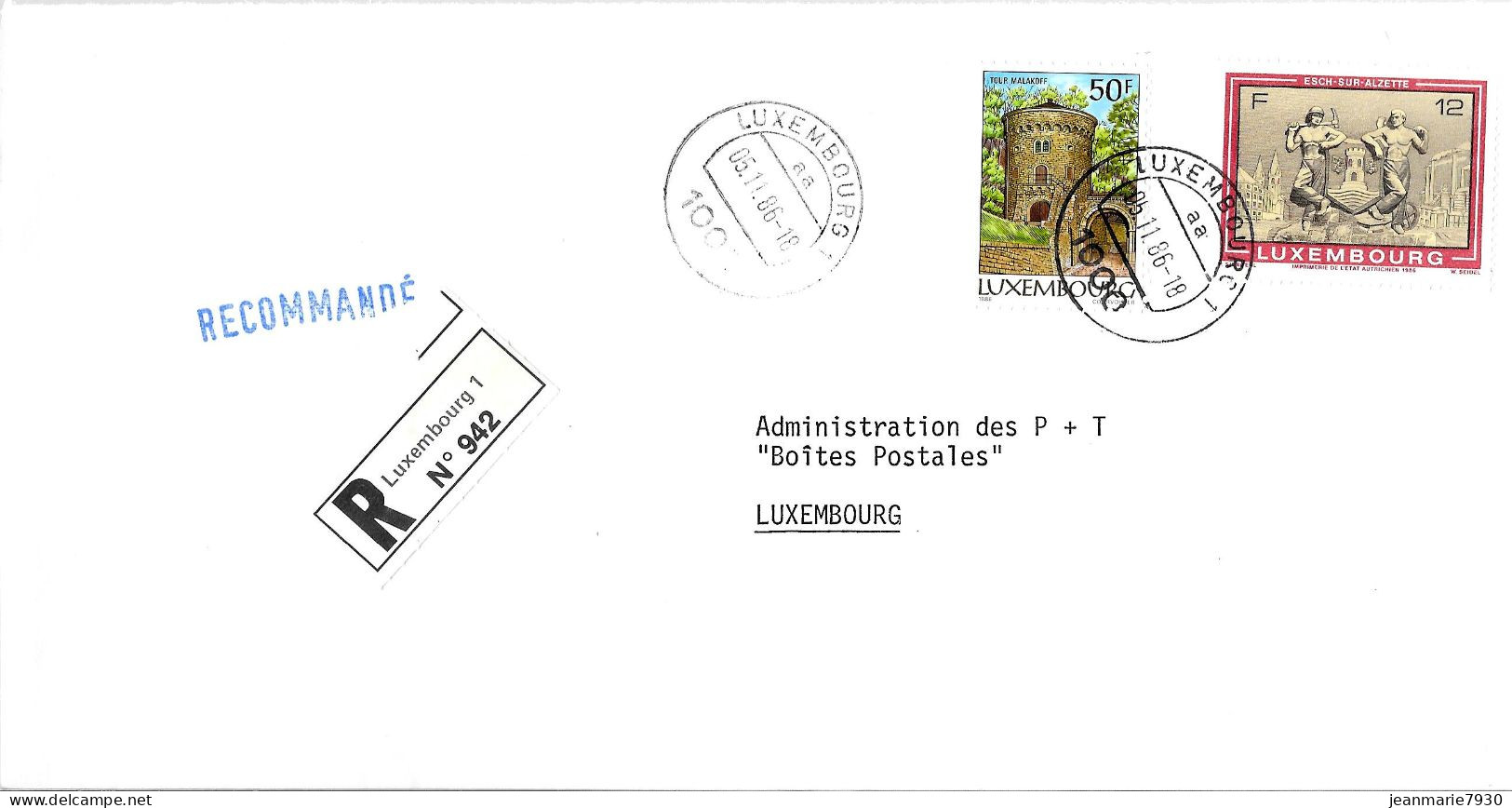 H385 - LETTRE RECOMMANDEE DE LUXEMBOURG DU 05/11/86 - Storia Postale