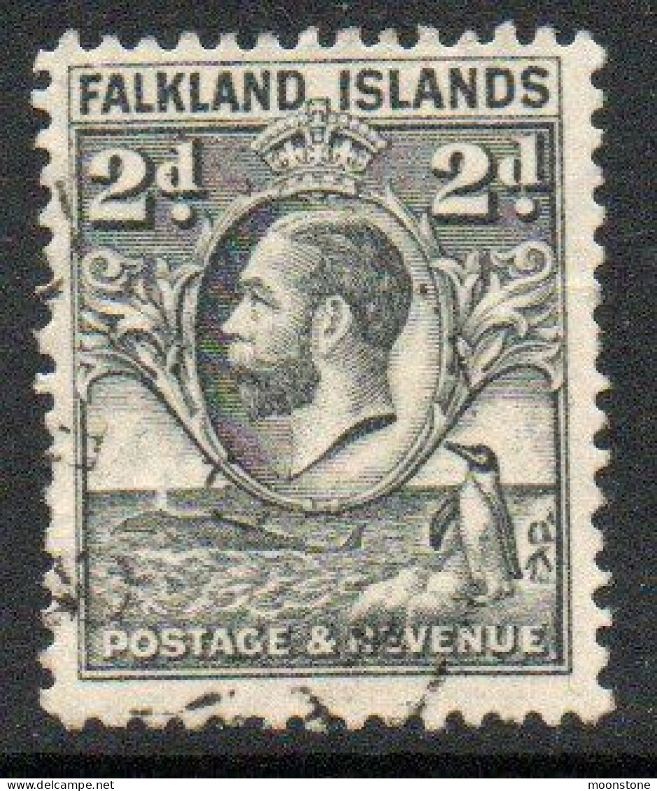 Falkland Islands GV 1929-37 'Whale & Penguin' 2d Value, Wmk. Multiple Script CA, Used, SG 118 - Falklandeilanden