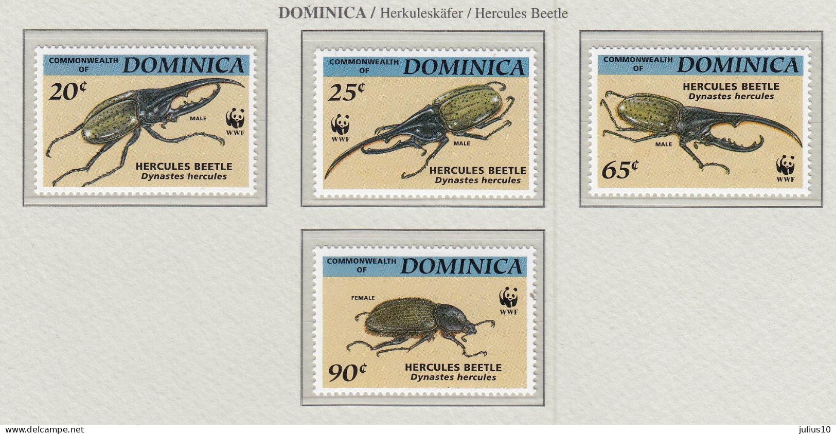 DOMINICA 1994 WWF Insects Beetles Mi 1804-1807 MNH(**) Fauna 510 - Escarabajos
