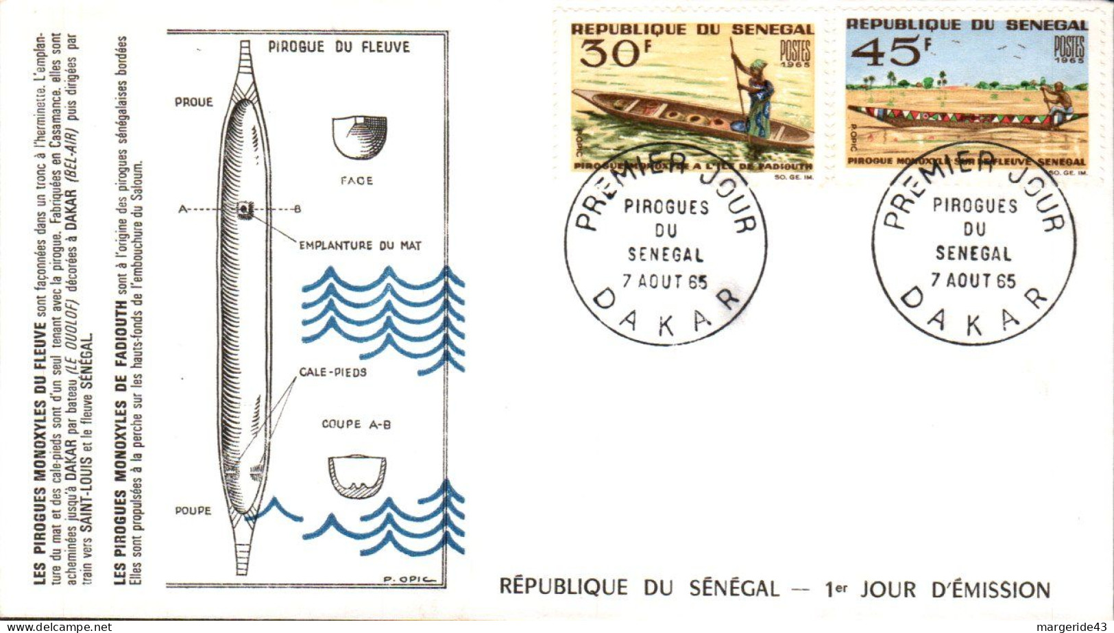 SENEGAL FDC 1965 PIROGUES - Sénégal (1960-...)