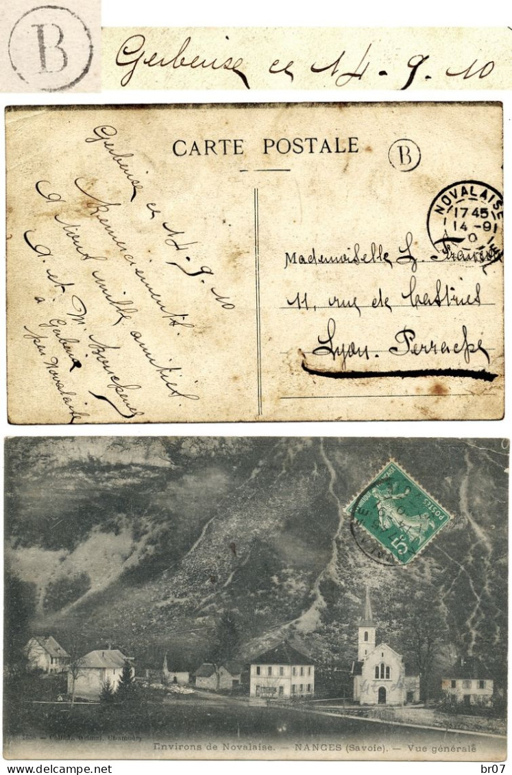 BOITE RURALE SAVOIE CP 1910 NOVALAISE T84 + BOITE RURALE B = GERBAIX - 1877-1920: Periodo Semi Moderno