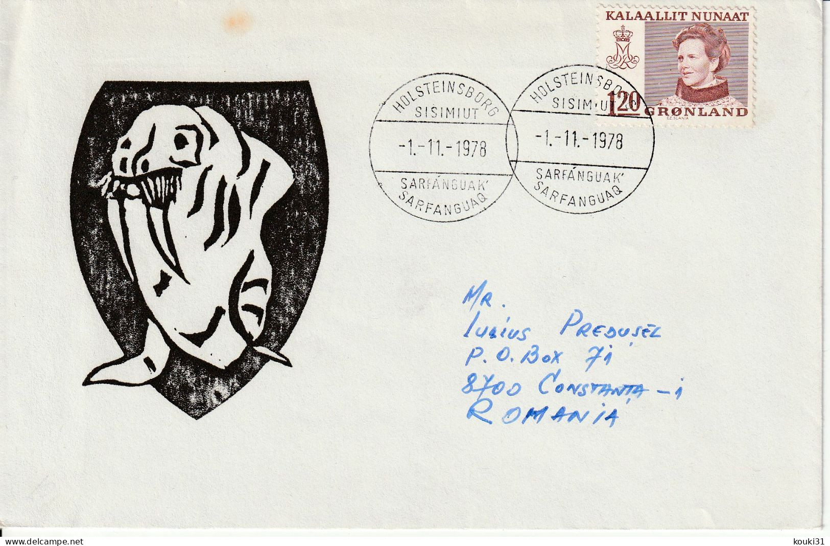 Groenland YT 95 Sur Lettre Pour La Roumanie : Reine Margrethe II , Morse - 1978 - Brieven En Documenten