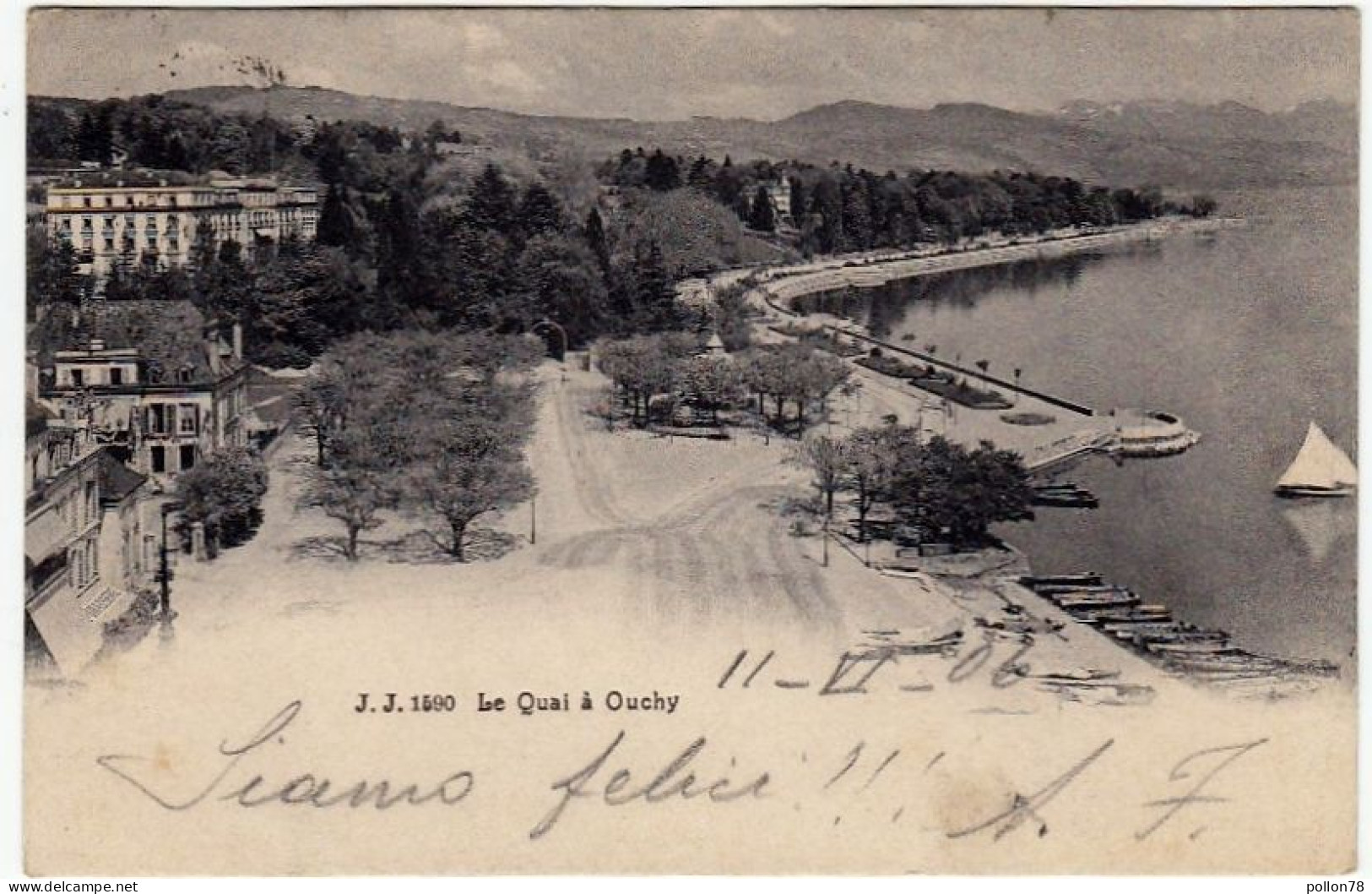 LAUSANNE - LE QUAI A OUCHY - VAUD - 1906 - Vedi Retro - Formato Piccolo - Lausanne