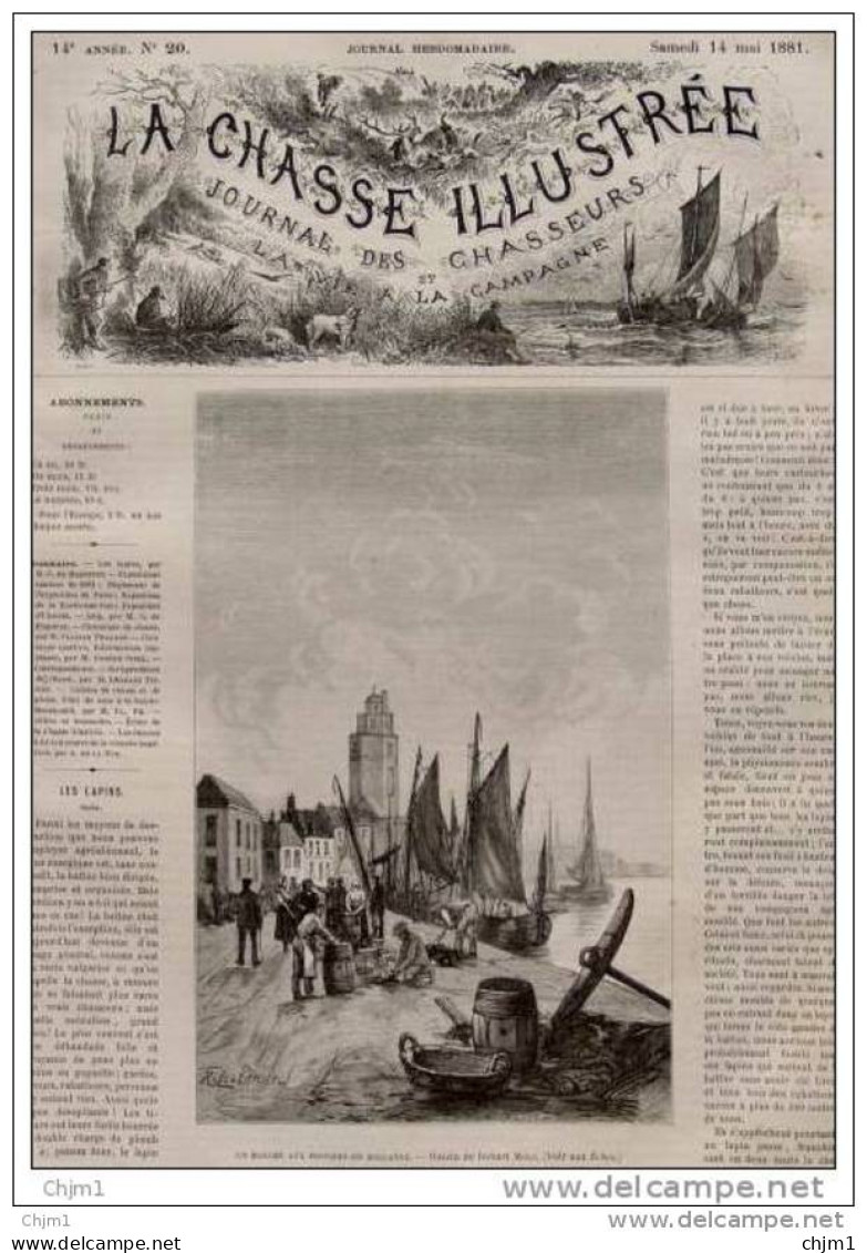 Holländischer Fischmarkt - Marché Aux Poissons En Hollande - Gravure Robert Mols - Page Original 1881 - Estampes & Gravures