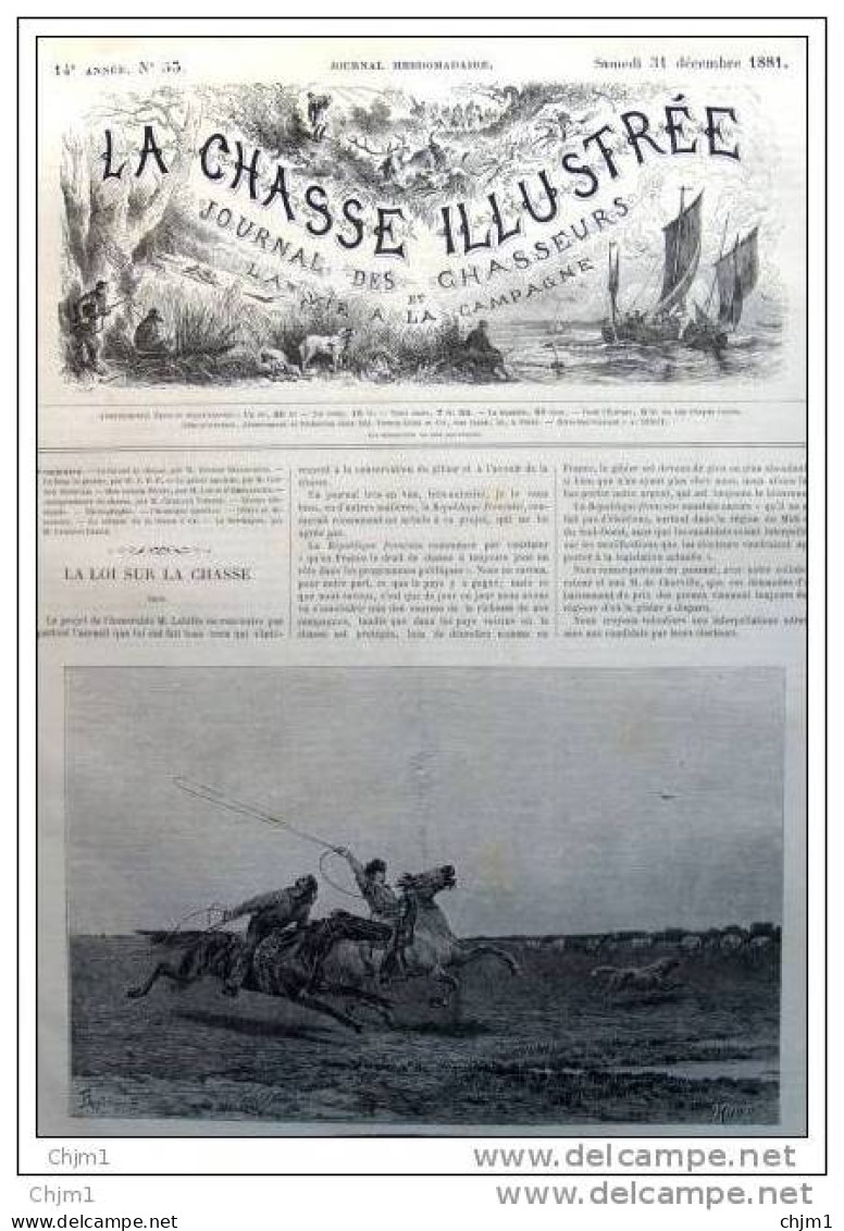 Wolf - Chasse Au Loup De Prairie - Gravure Pranishnikoff - Page Original 1881 - Stiche & Gravuren