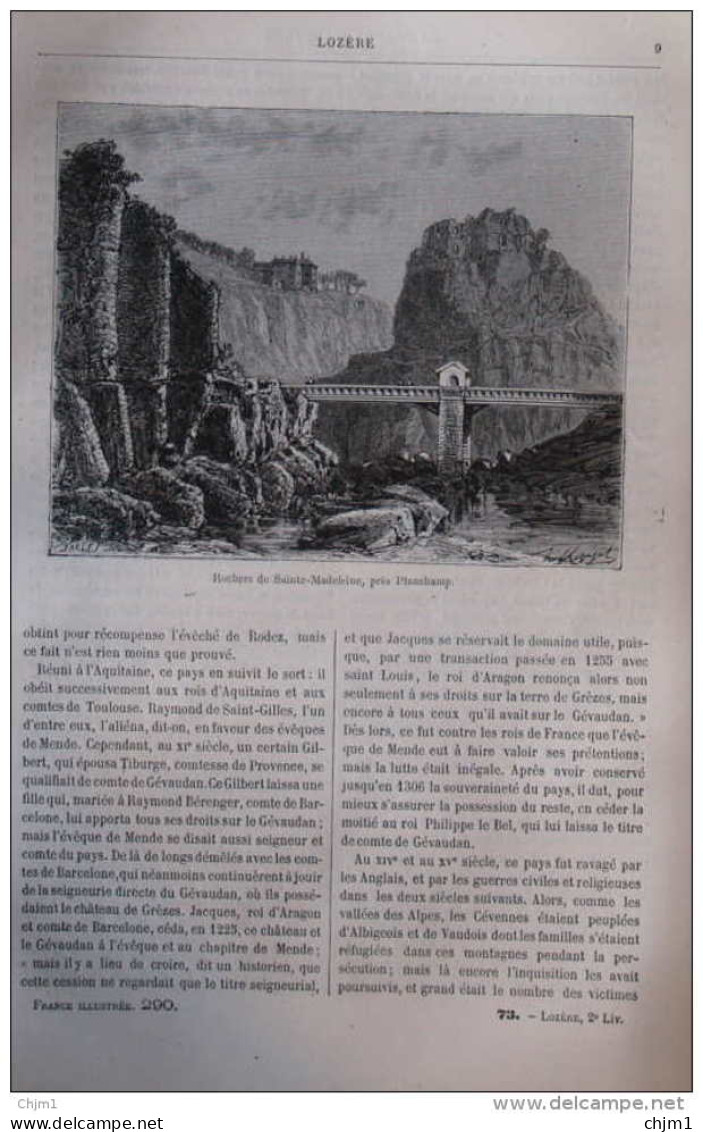 Rochers De Sainte-Madeleine, Près Planchamp - Page Original 1881 - Documents Historiques