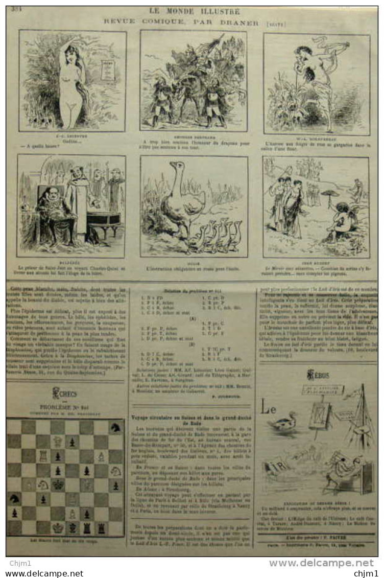 Revue Comique Par Draner - Rebus - Page Original  1881 - Documents Historiques