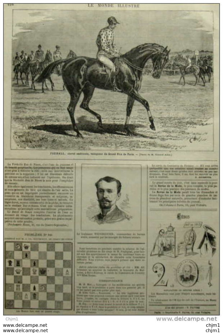 Foxhall, Cheval Americain - Vainqueur Du Grand Prix De Paris- Page Original  1881 - Historische Documenten