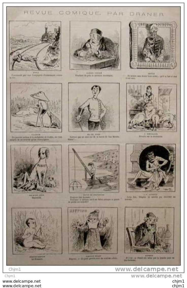 Revue Comique Par Draner - Caricatures - Carolus Duran - Demont-Breton - Rousset - Bertin- Page Original  1881 - Historische Documenten