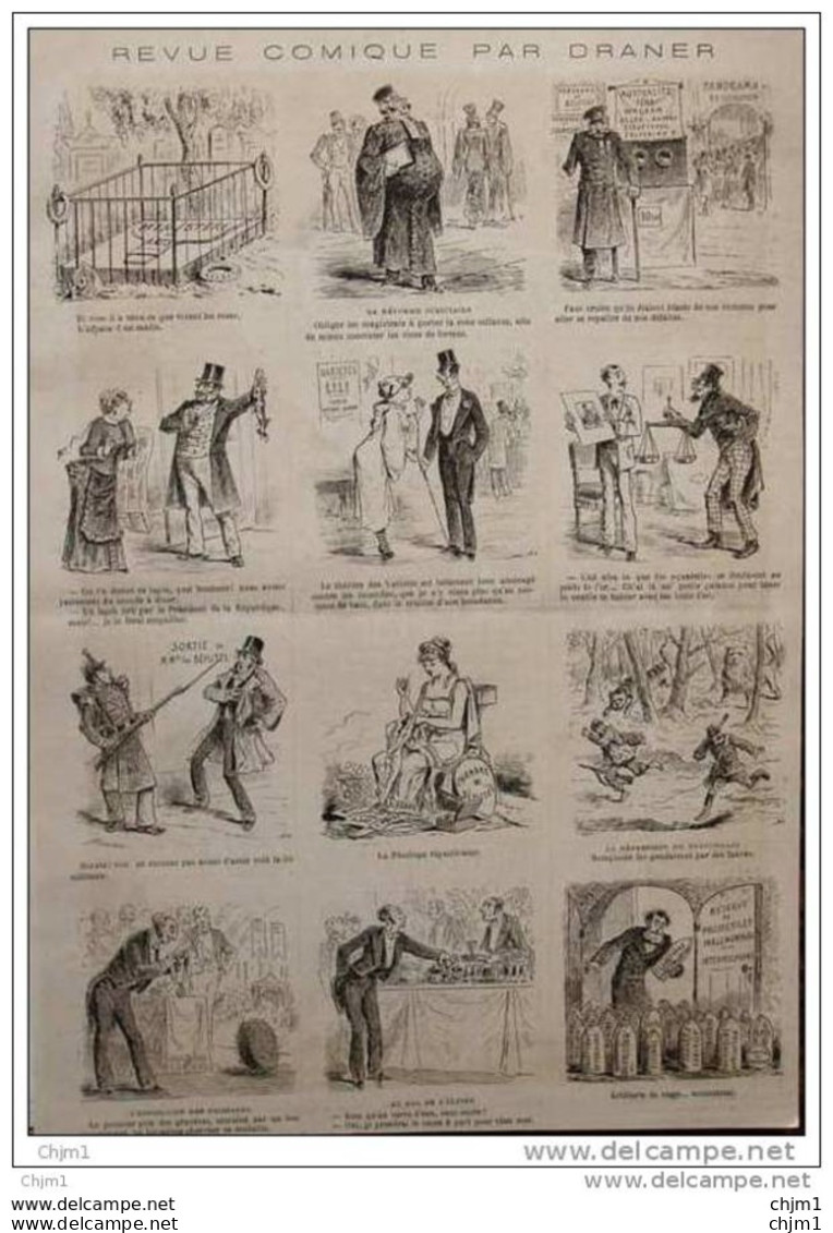 Revue Comique Par Draner - Caricatures - Au Bal D&acute;Élysée - La Réforme Judiciaire - Page Original  1881 - Historische Documenten