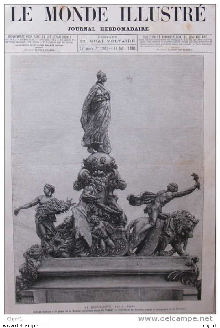 La République Par M. Dalou - Groupe Destiné à La Place De Nation - Page Original  1881 - Documents Historiques