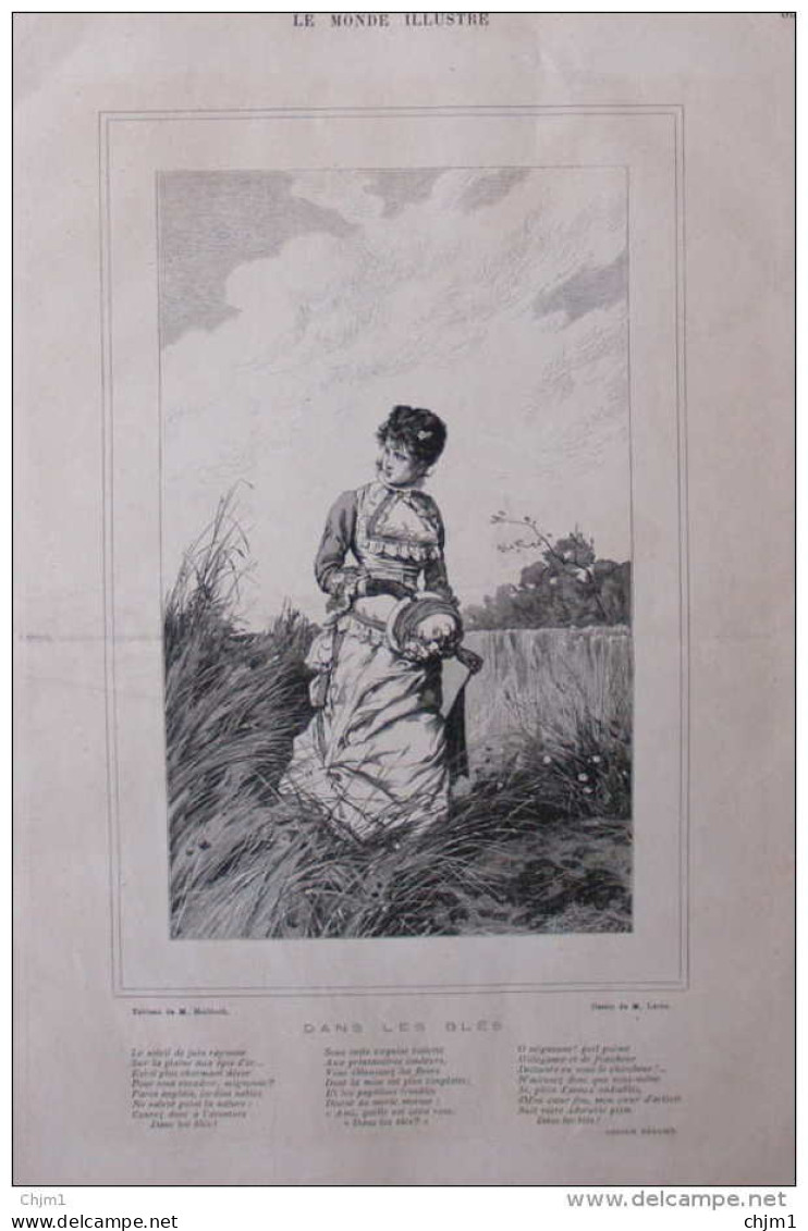 "Dans Les Blés", Tableau De M. Heilbuth - Page Original  1881 - Documents Historiques