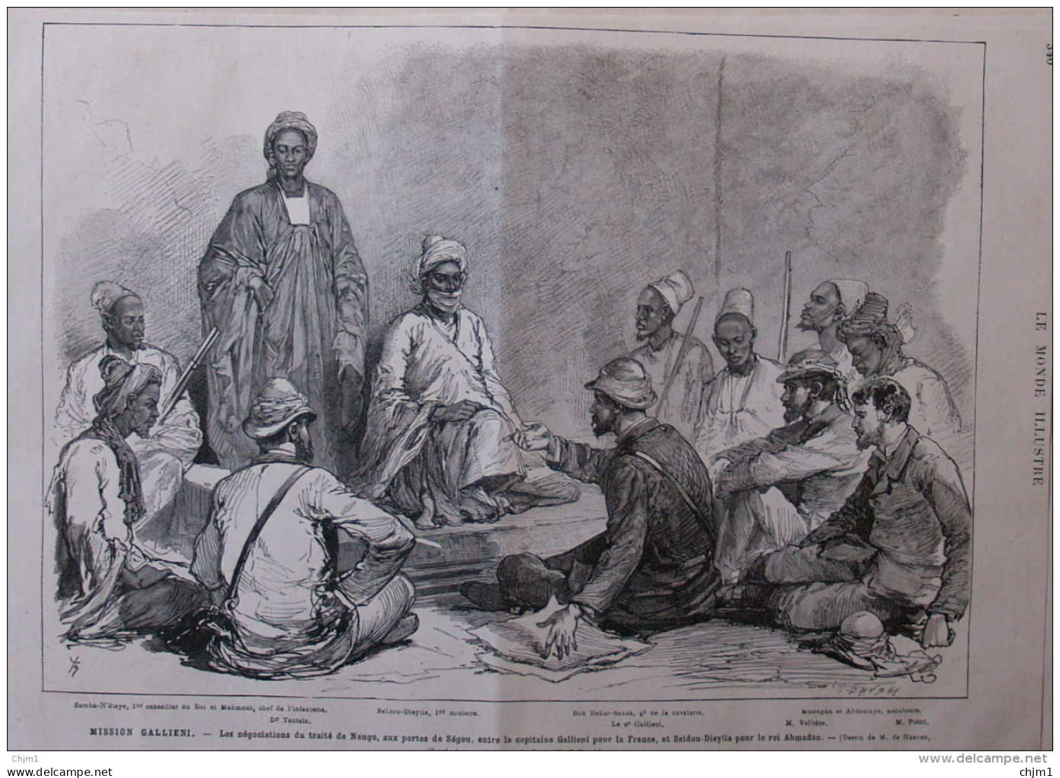 Mission Gallieni - Seidou-Dieylia, Ministre - Bou Bakar-Saada - Dr. Tautain - Page Original  1881 - Documents Historiques