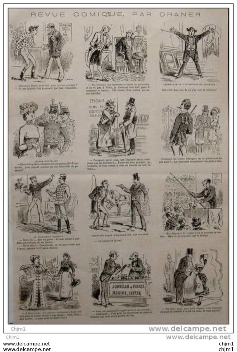 Revue Comique Par Draner - Caricatures - Nouvelle Facon D&acute;aborder MM. Les Cochers - Page Original  1881 - Documents Historiques