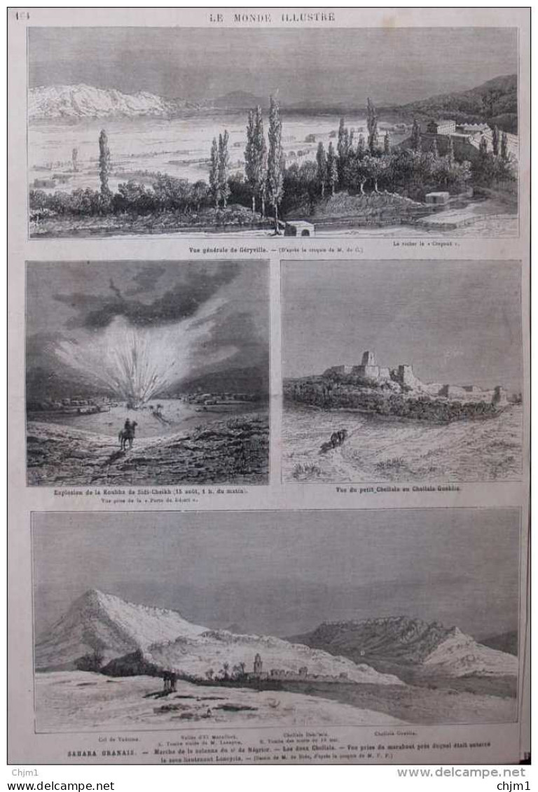 En Algérie - Sahara Oranais- Chellala Dahr'mia - Chellala Gueblia - Col De Tadzima - Page Original  1881 - Documents Historiques