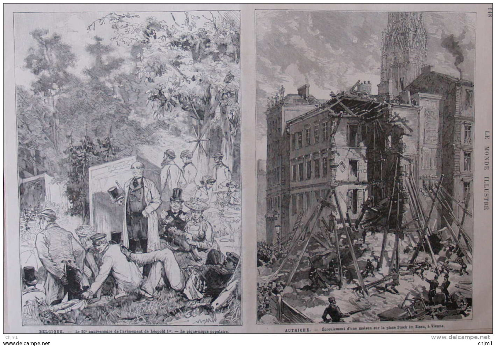 Autriche - écroulement D'une Maison Sur La Place Stock Im Eisen à Vienne (Wien) - Page Original  1881 - Historische Documenten