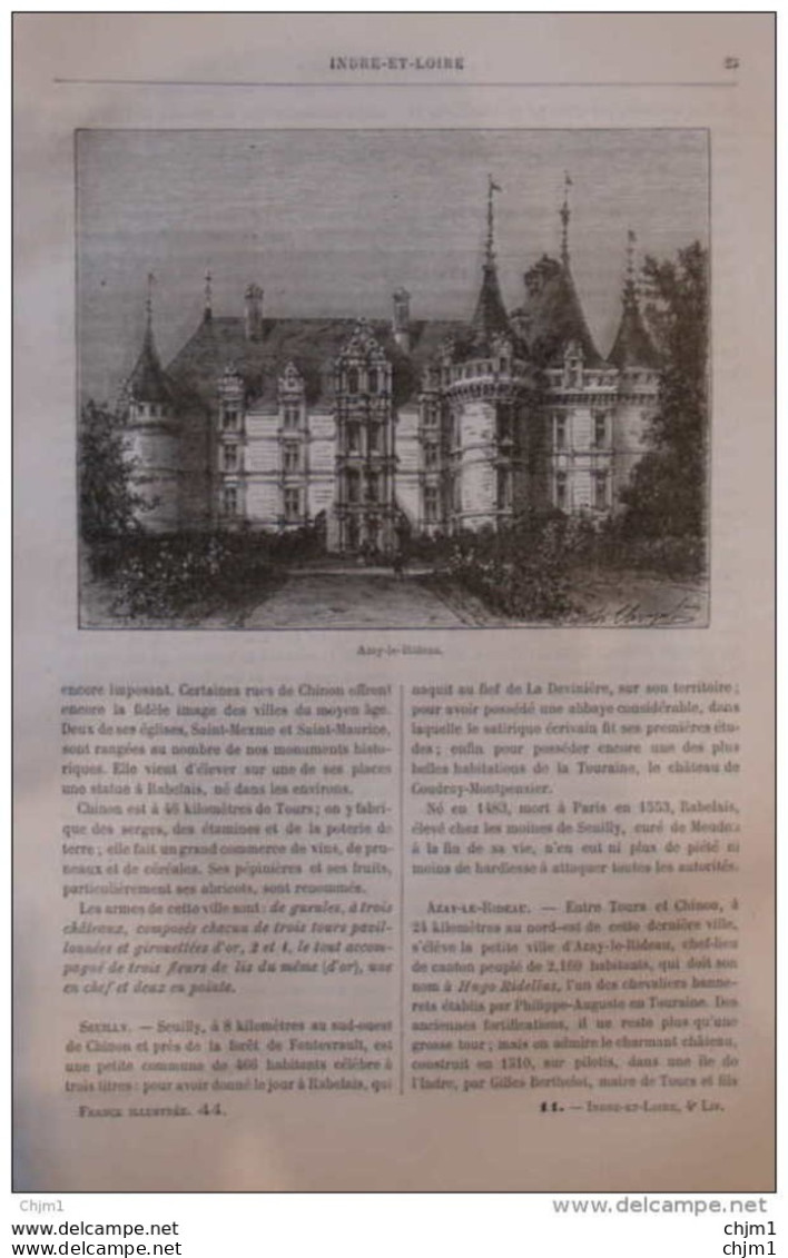 Azay-le-Rideau - Page Original 1881 - Documents Historiques