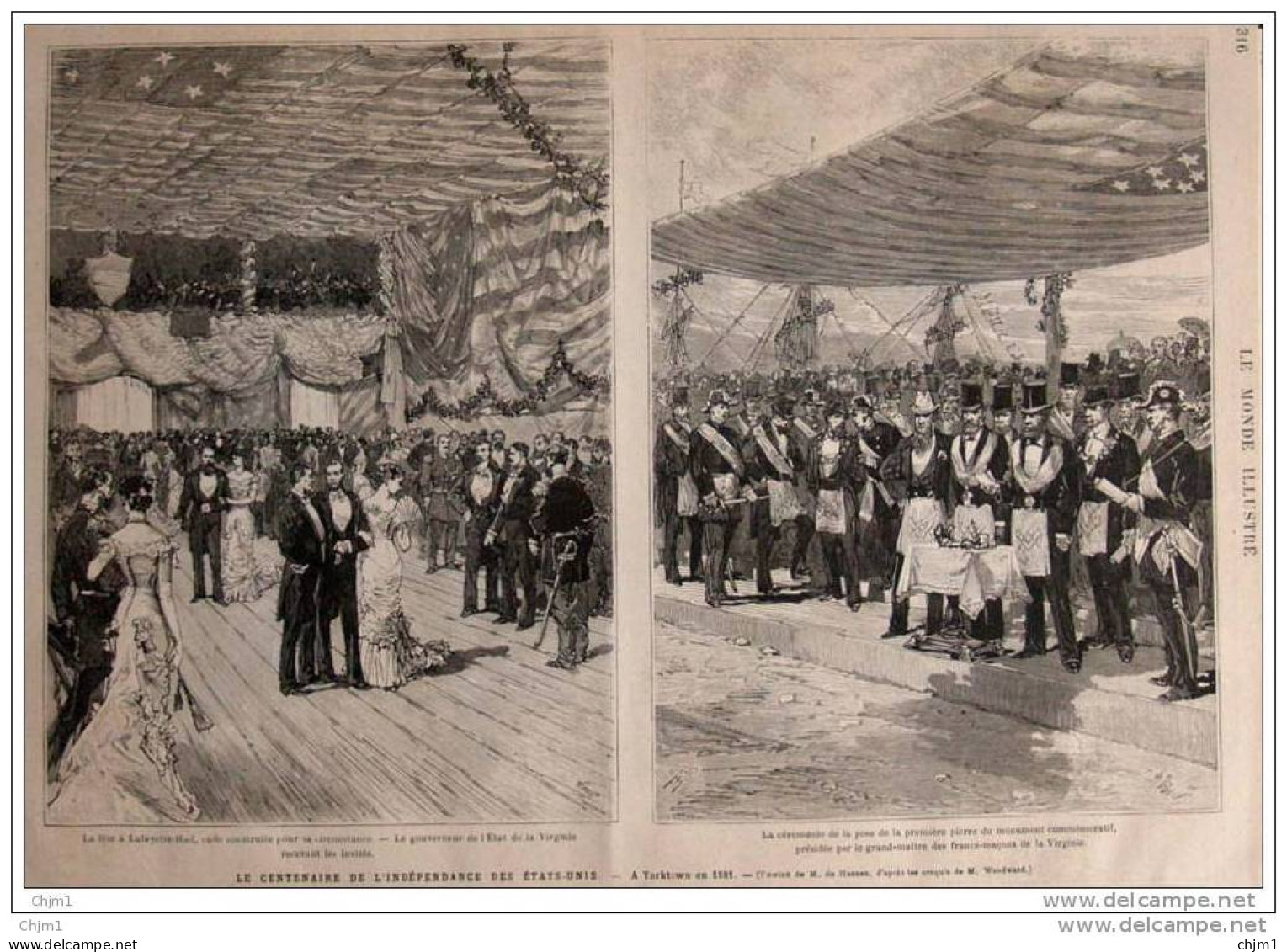 Le Centenaire De L&acute;indépendace Des États-Unis - Independence Day - Yorktown - Page Original 1881 - Documents Historiques