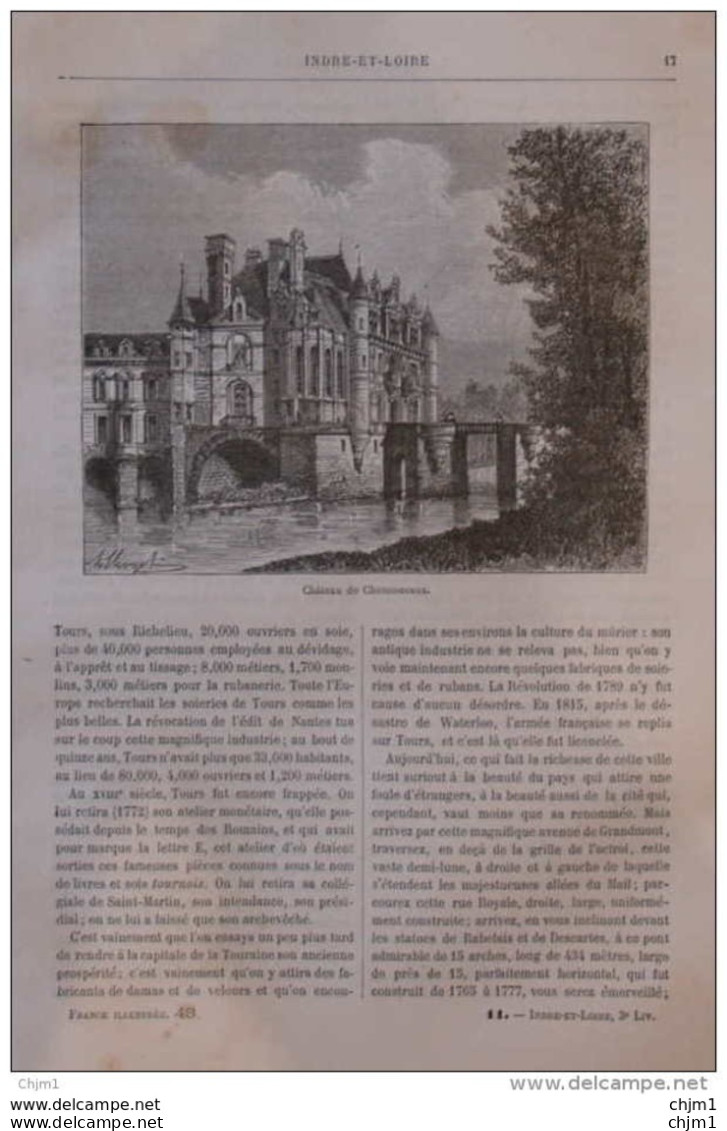 Château De Chenonceaux - Page Original 1881 - Historische Documenten