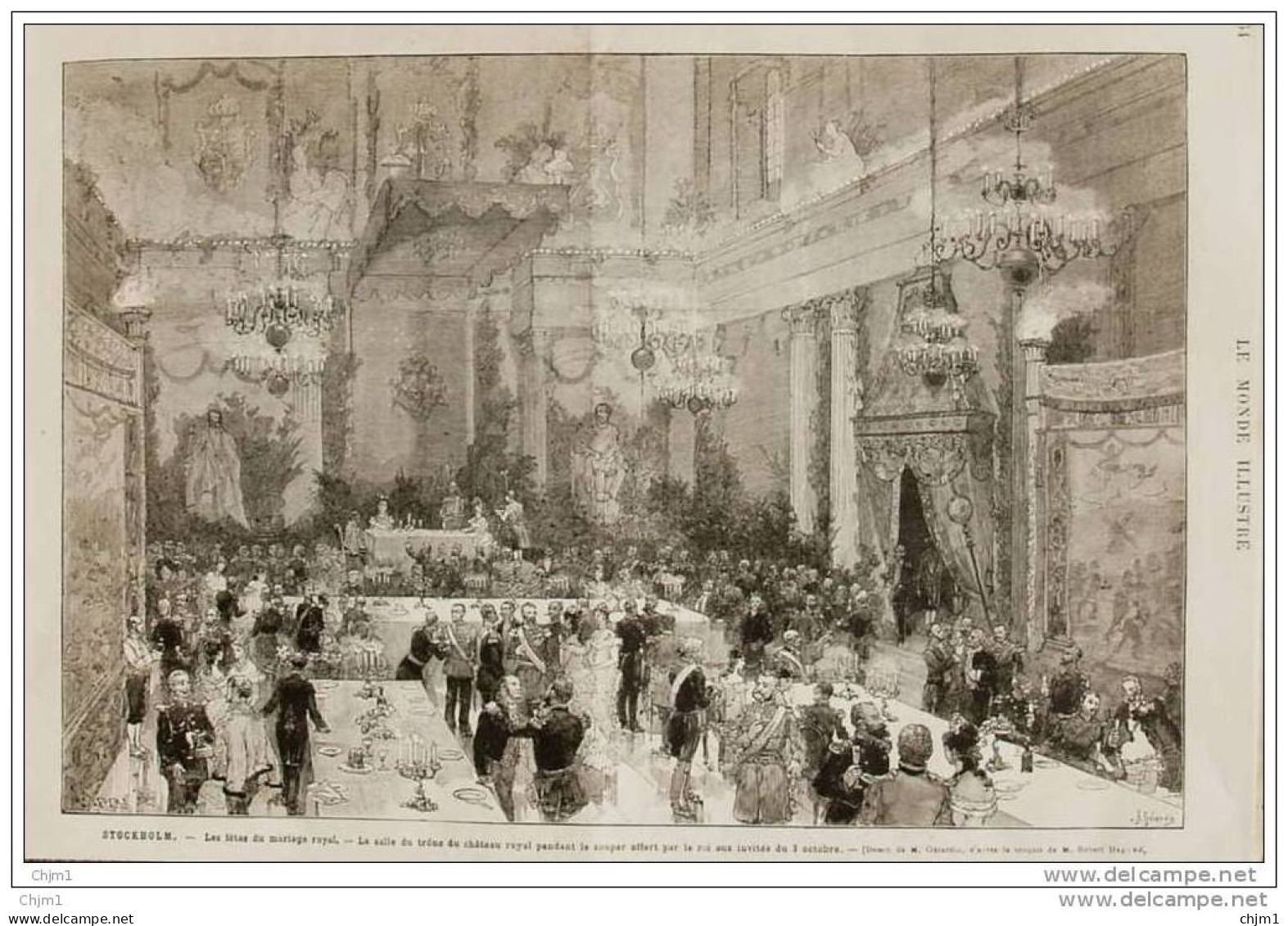 Stockholm - Les Fêtes Du Mariage Royal - La Salle Du Trône Du Château Royal - Page Original - 1881 - Historische Documenten
