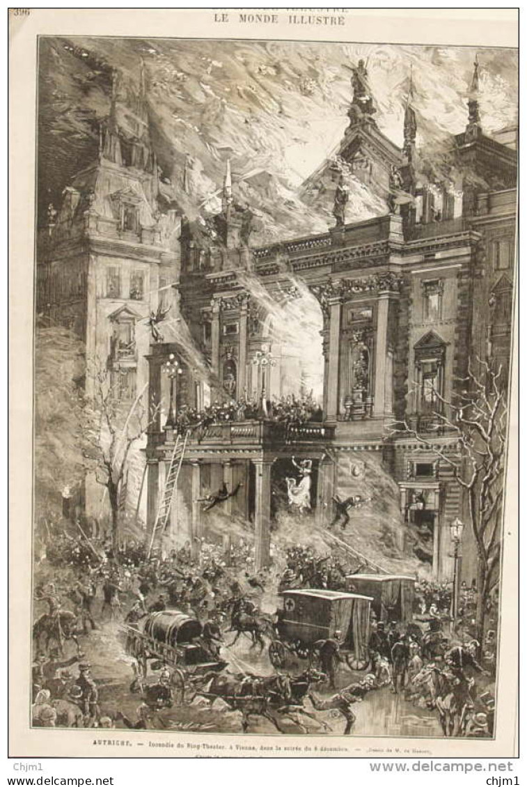 Autriche - Vienne - Après L'incendie Du Ring-Theater - Page Original  1881 - Historische Documenten