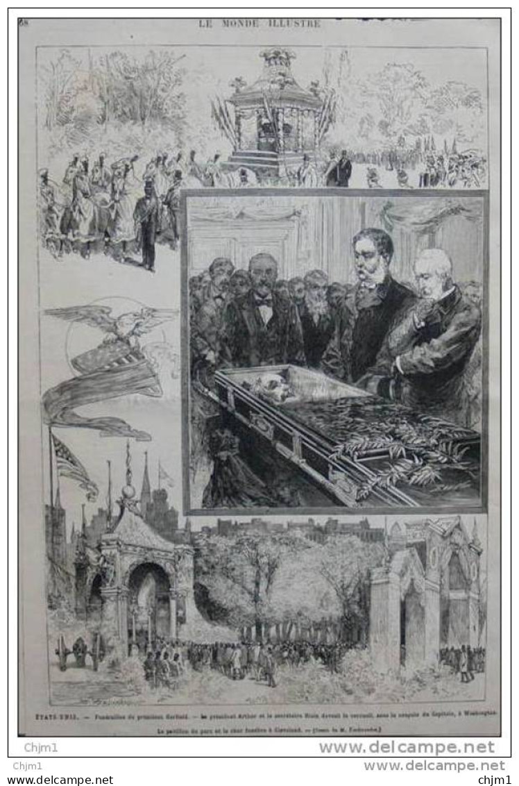 États-Unis - Funérailles Du Président Garfield à Cleveland - Page Original 1881 - Historische Documenten