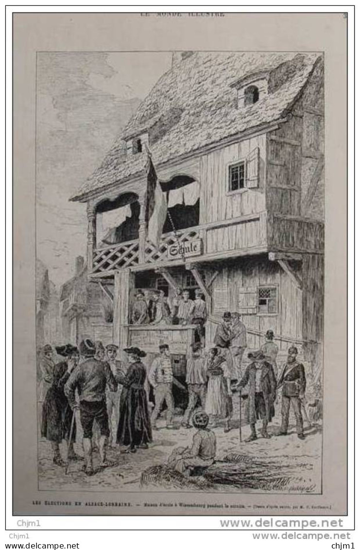 Maison D&acute;ecole à Wissembourg - élections En Alsace-Lorraine - Page Original 1881 - Historische Documenten