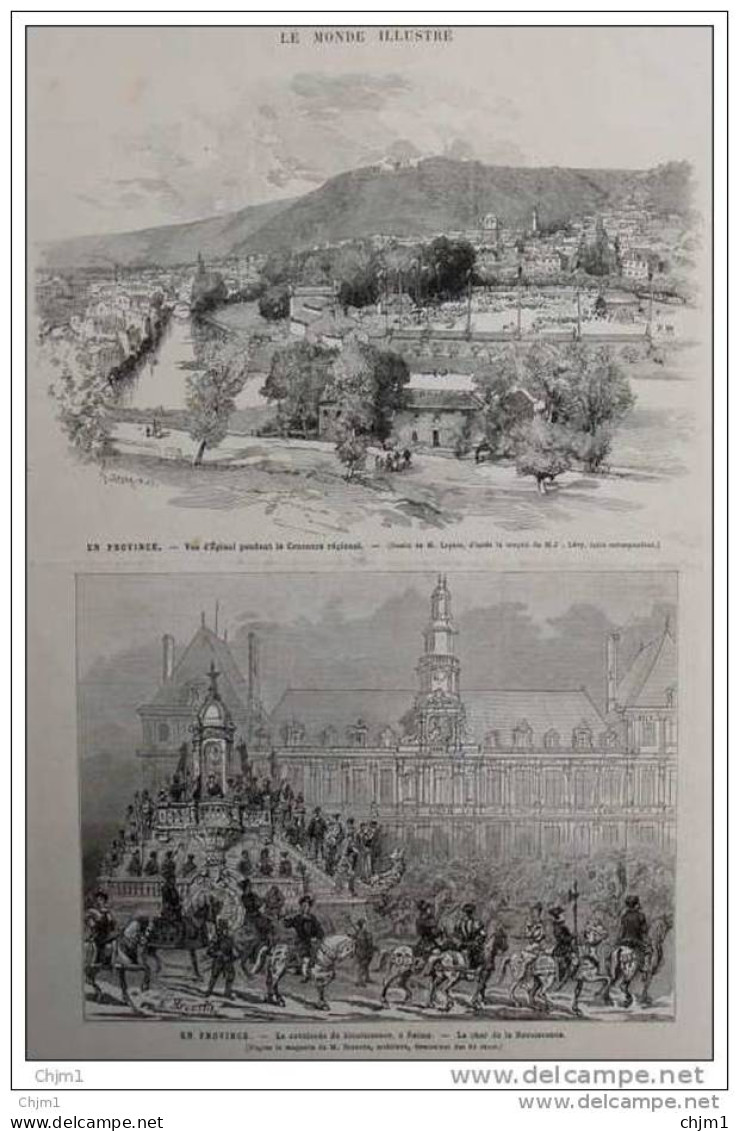 Vue D&acute;Épinal Pendant Le Concours Régional - Page Original 1881 - Historische Documenten