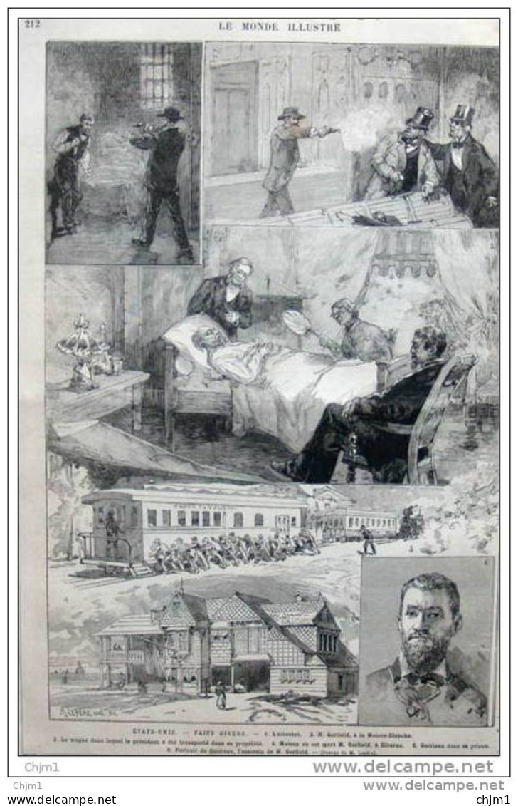 Attentat Contre M. Garfield - Président Des États-Unis - Guitteau - Assassin De M. Garfield - Page Original 1881 - Historische Documenten