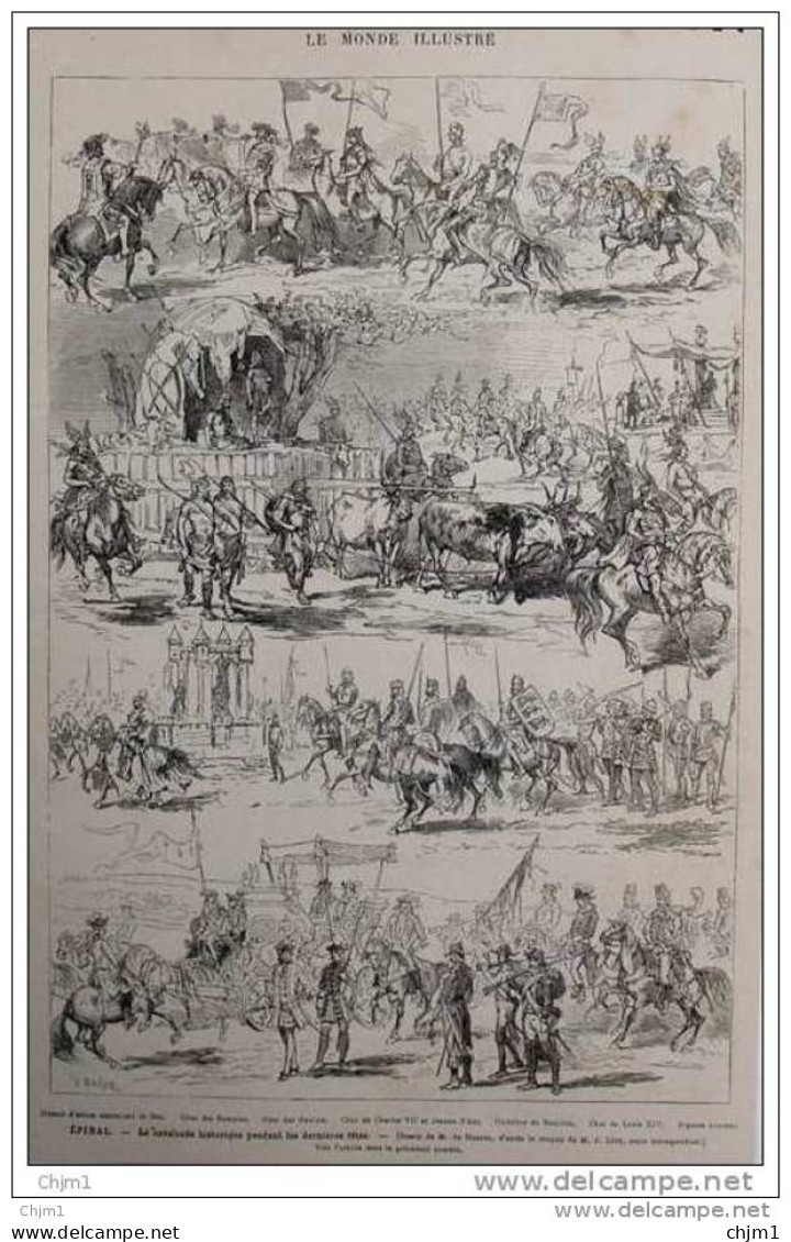 Épinal - Cavalcade Historique Pendant Les Dernières Fêtes - Page Original 1881 - Historische Documenten