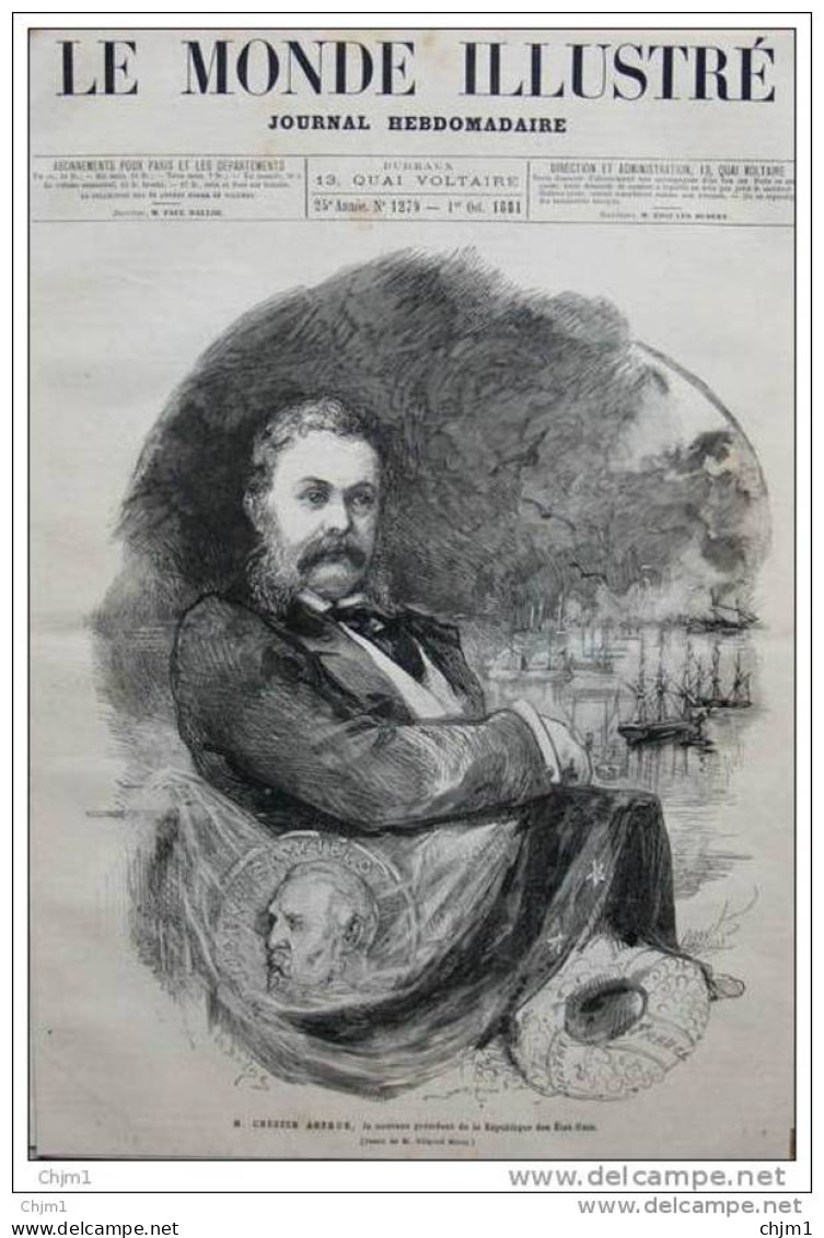 Chester Arthur - Le Nouveau Président De La République Des États-Unis - Page Original 1881 - Historische Documenten