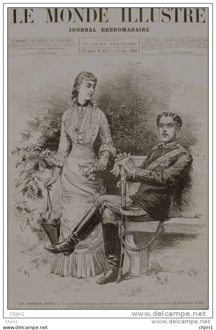 S. A. Oscar Gustav Adolphe Prince Royal De Suède Et La Princesse Sophie-Maria-Victoria - Page Original - 1881 - Historische Documenten