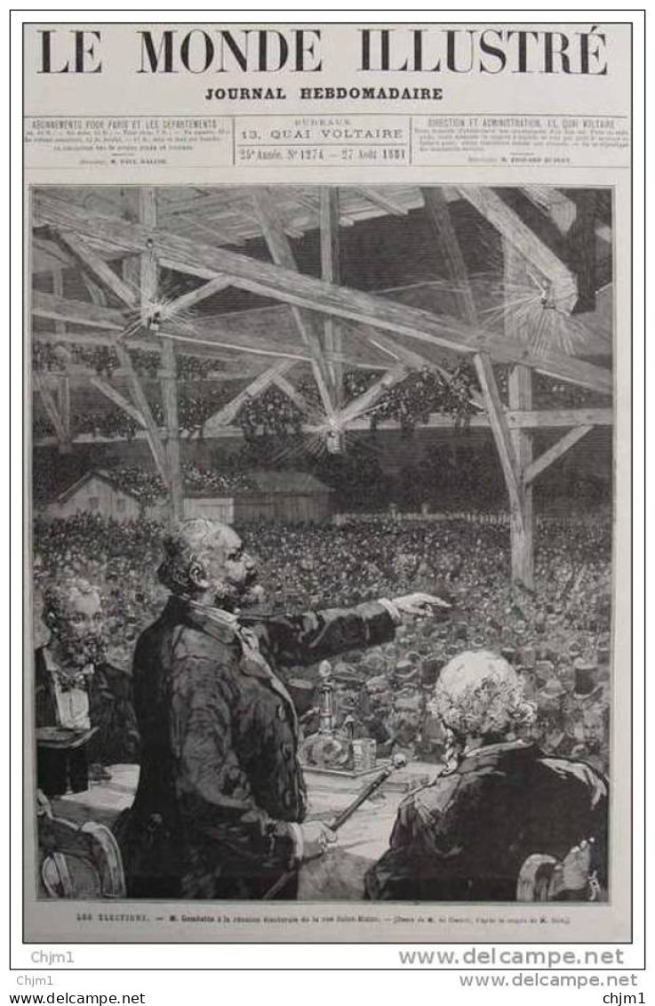 M. Gambetta à La Réunion électorale De La Rue Saint-Blaise - Page Original 1881 - Historische Documenten