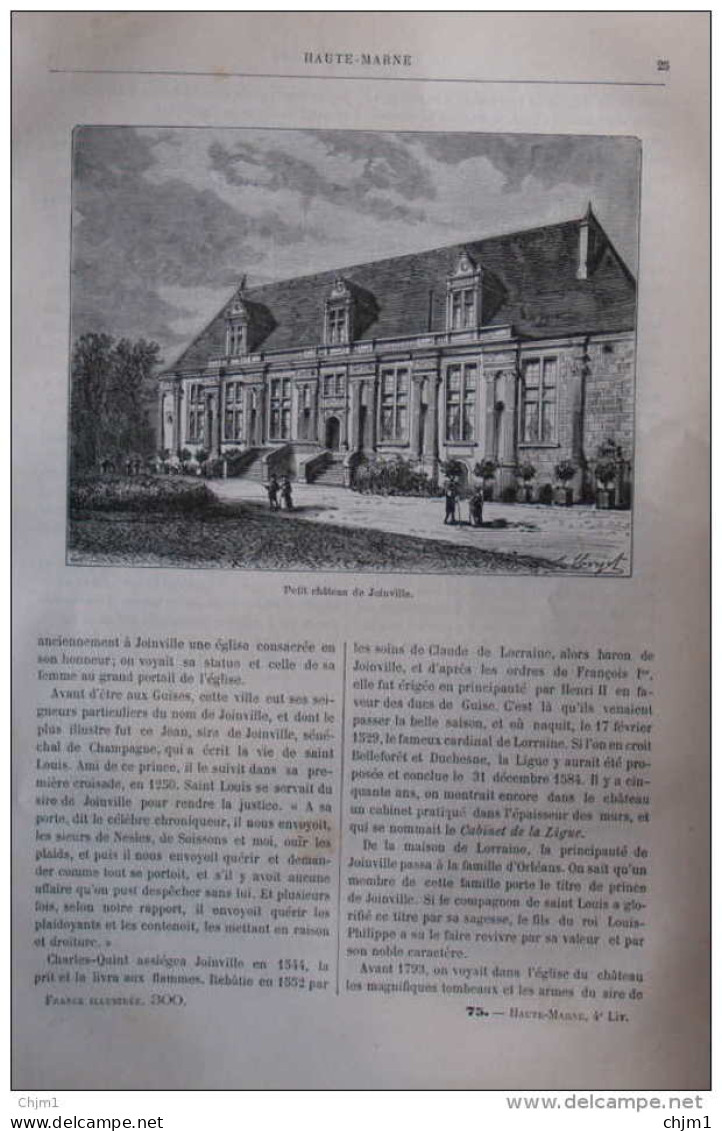 Petit Château De Joinville - Page Original 1881 - Historische Documenten